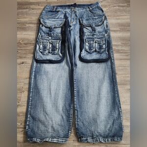 Vintage Y2K Omavi Super Baggy Jeans Pockets 40x33 Hip Hop Skater Rare.